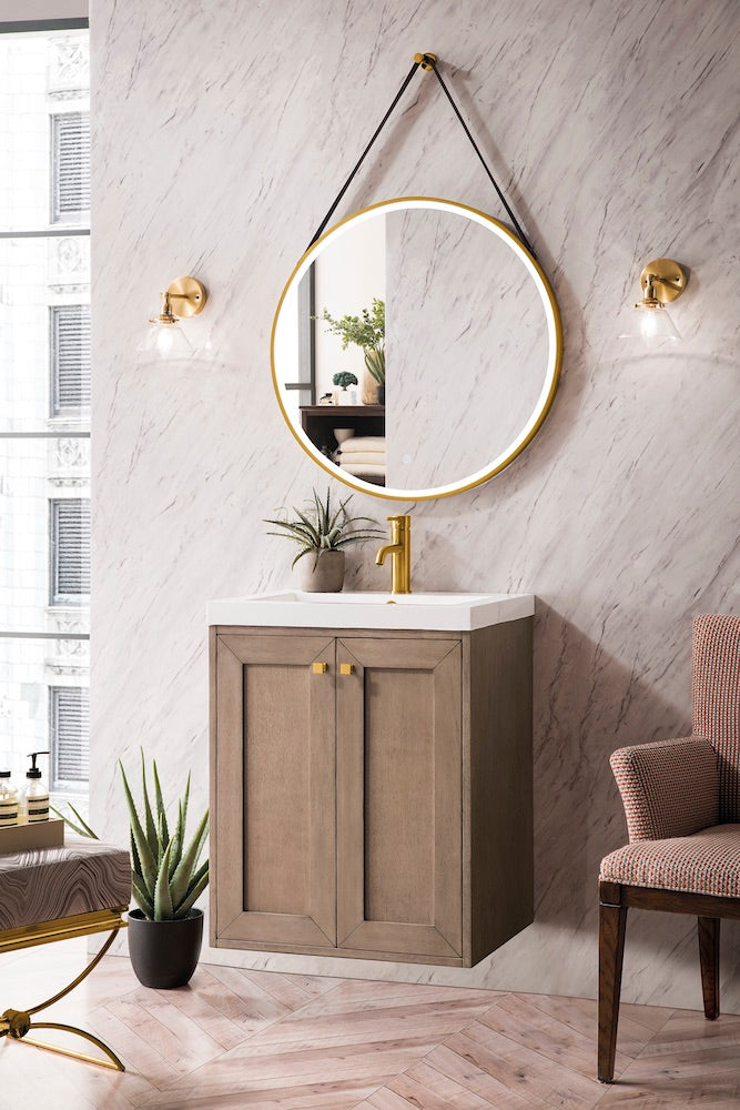 20" Chianti Single Sink Bathroom Vanity, Whitewashed Walnut w/ Countertop