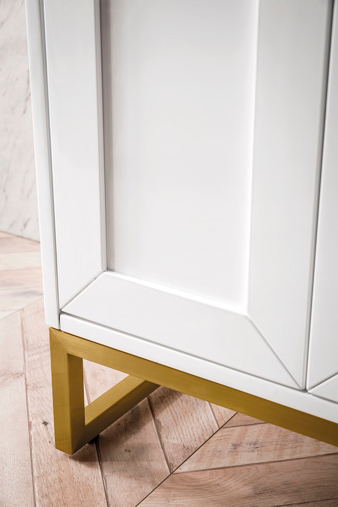 24" Chianti Single Sink Bathroom Vanity, Glossy White, Radiant Gold w/ Countertop