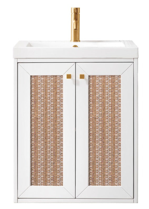 24" Chianti Single Sink Bathroom Vanity, Glossy White w/ Countertop