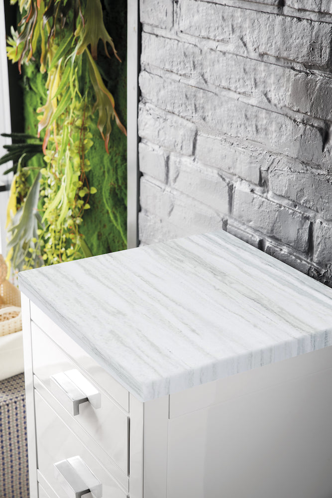 15" Addison Storage Cabinet w/ Drawers, Glossy White