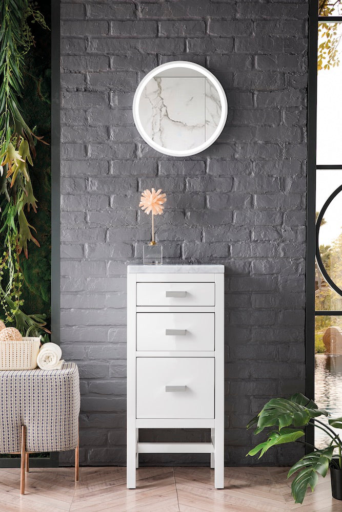 15" Addison Storage Cabinet w/ Drawers, Glossy White