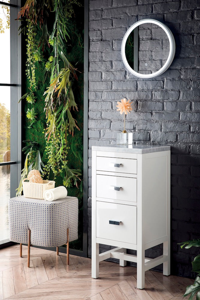 15" Addison Storage Cabinet w/ Drawers, Glossy White