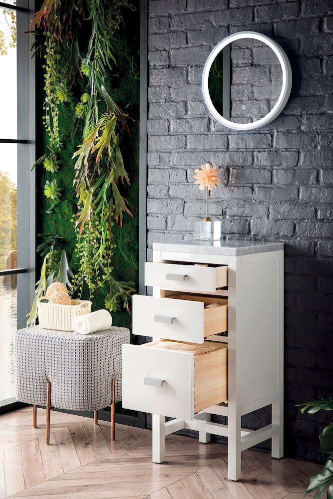 15" Addison Storage Cabinet w/ Drawers, Glossy White