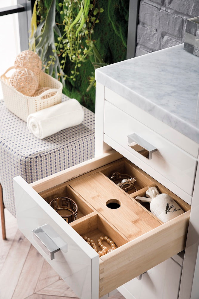 15" Addison Storage Cabinet w/ Drawers, Glossy White