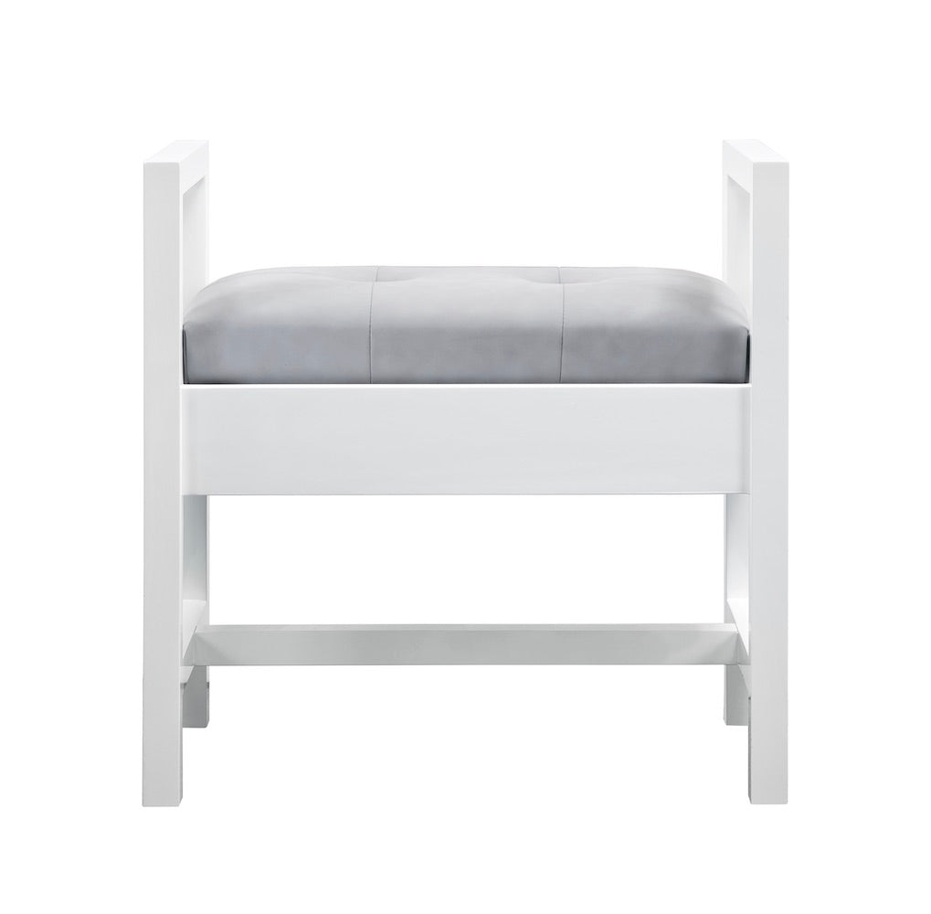 24.5" Addison Makeup Bench, Glossy White