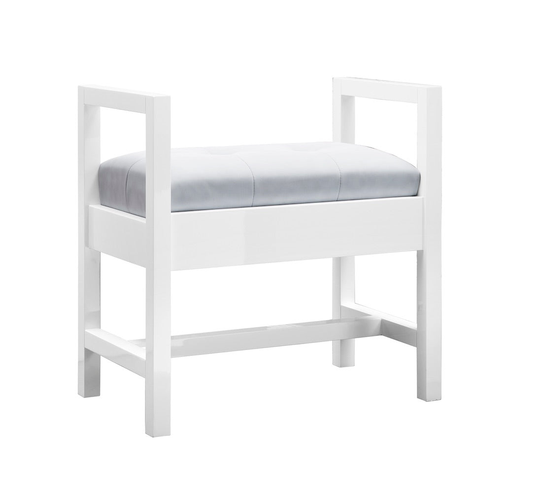 24.5" Addison Makeup Bench, Glossy White