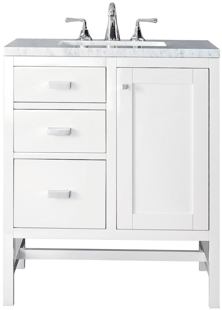 30" Addison Single Sink Bathroom Vanity, Glossy White