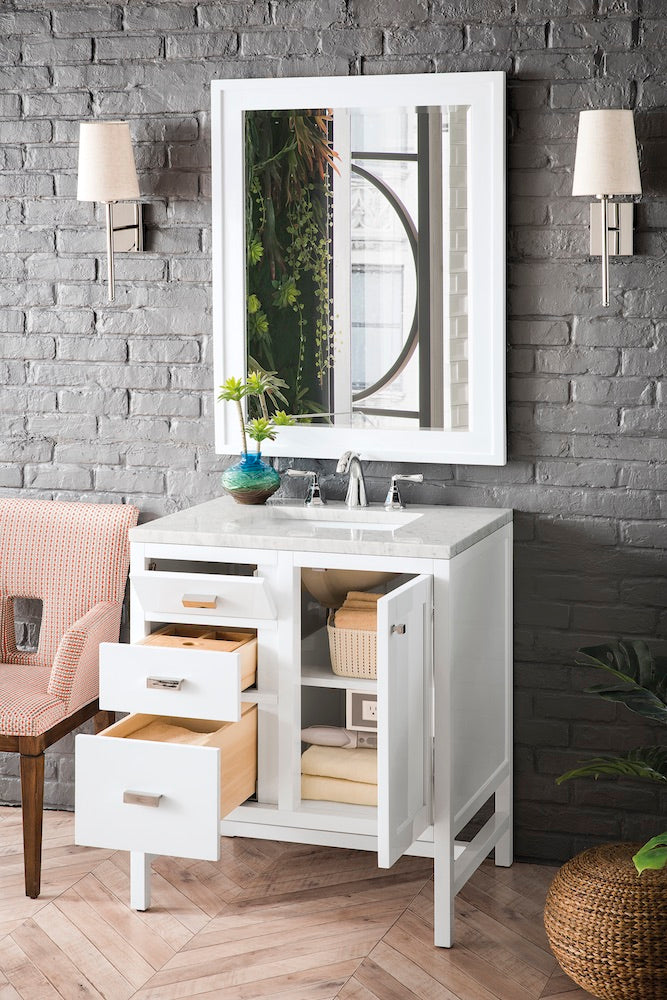 30" Addison Single Sink Bathroom Vanity, Glossy White