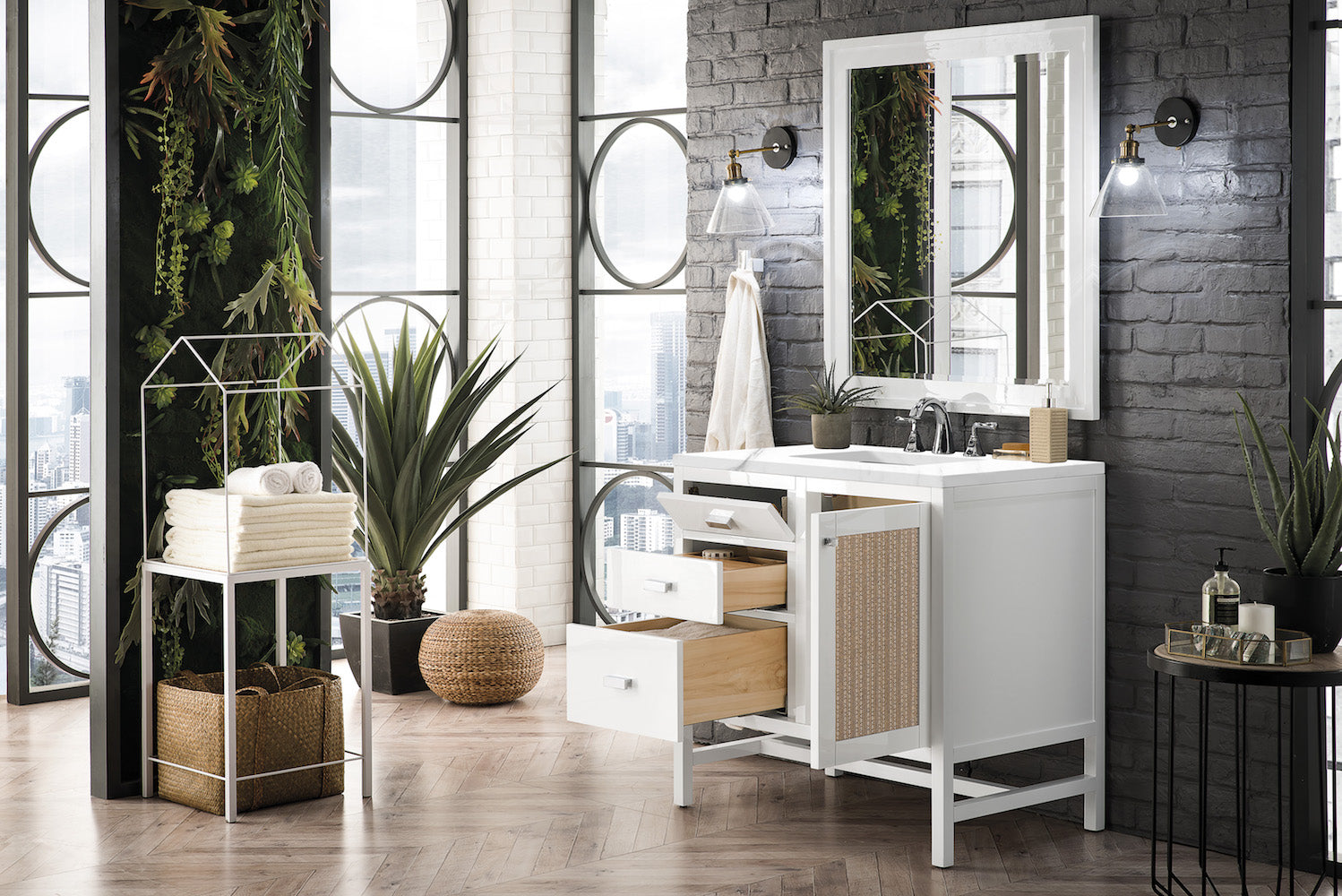 36" Addison Single Sink Bathroom Vanity, Glossy White