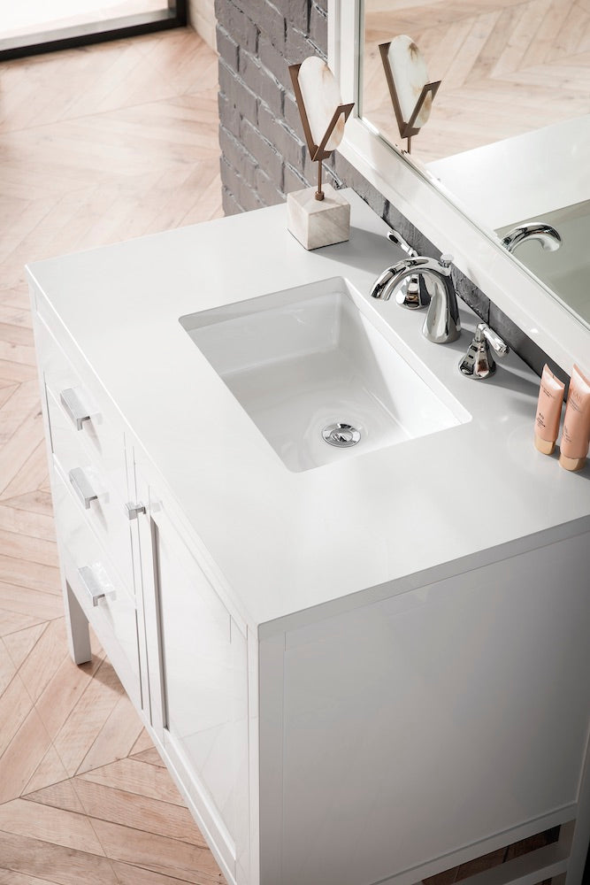 36" Addison Single Sink Bathroom Vanity, Glossy White