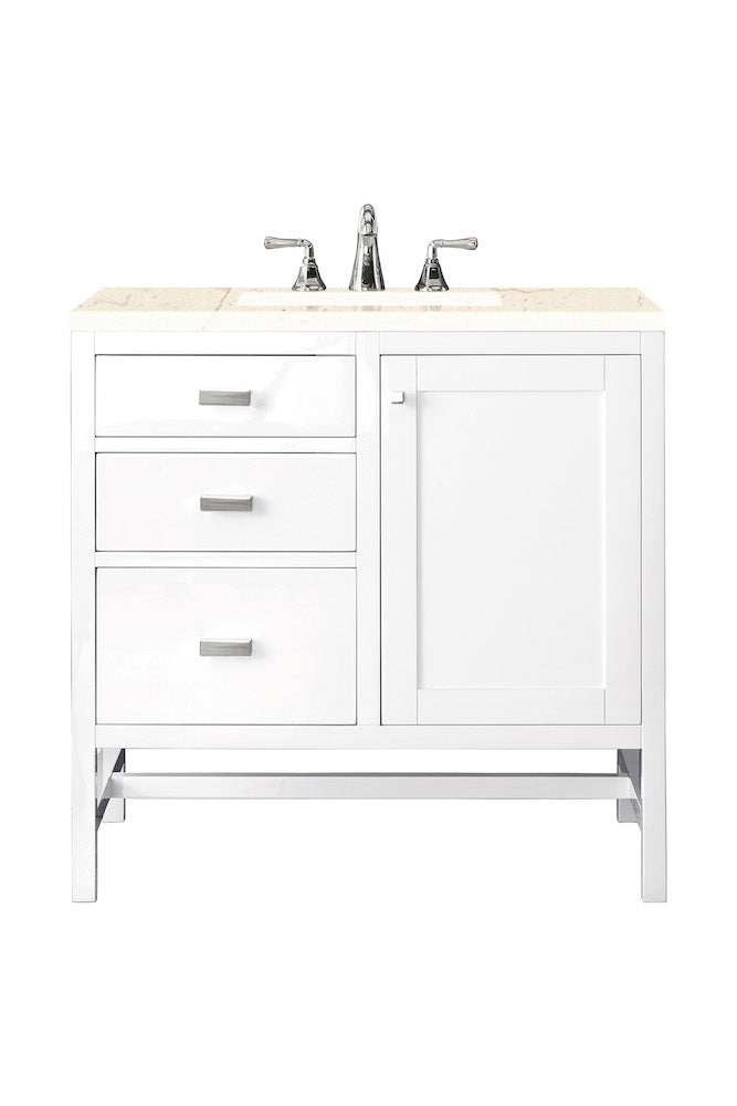 36" Addison Single Sink Bathroom Vanity, Glossy White