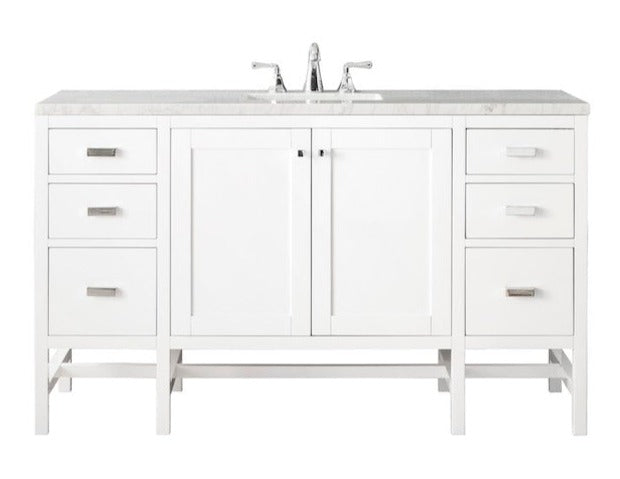 60" Addison Single Sink Bathroom Vanity, Glossy White