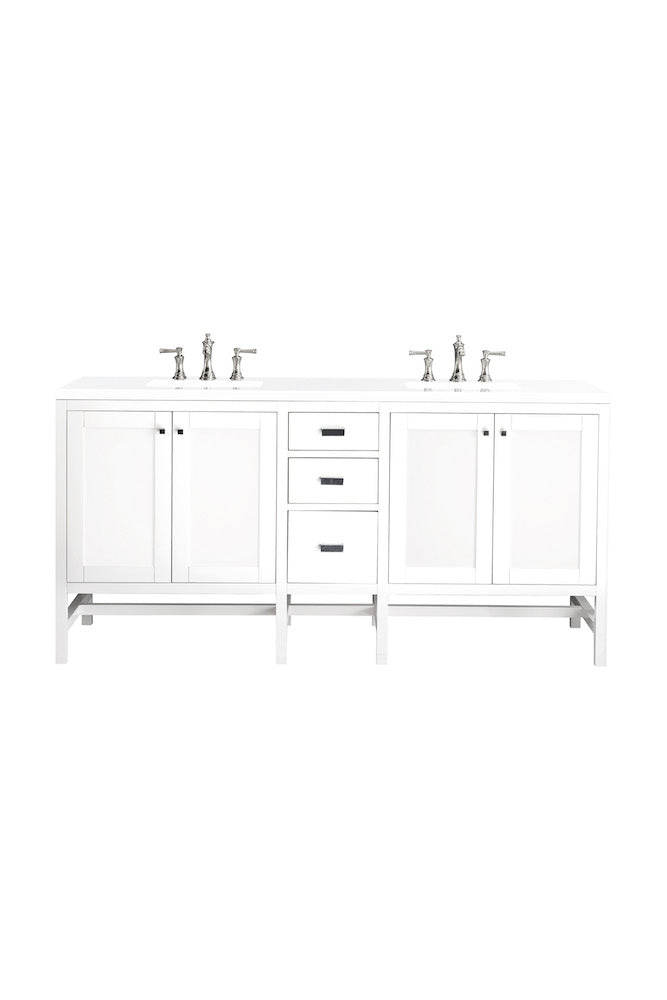 72" Addison Double Sink Bathroom Vanity, Glossy White