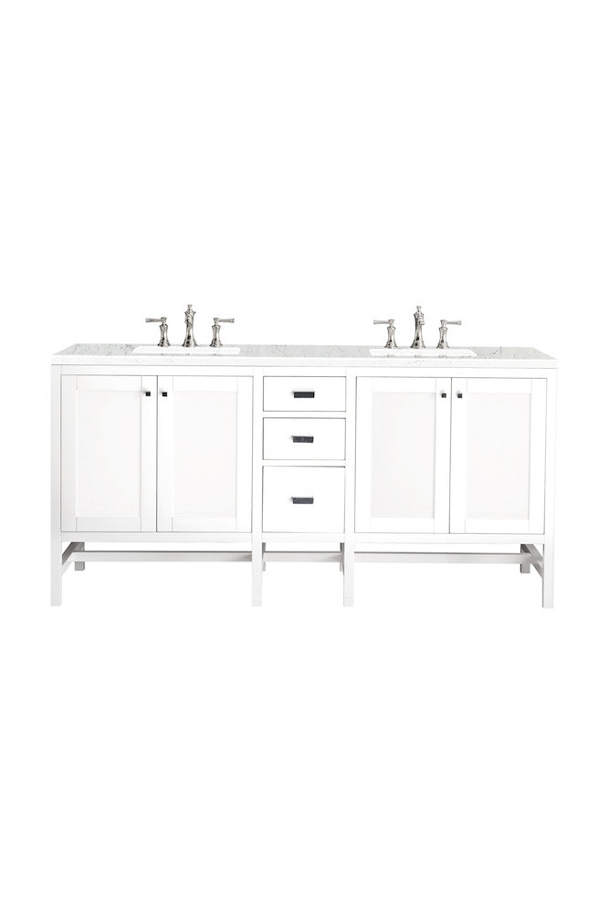 72" Addison Double Sink Bathroom Vanity, Glossy White