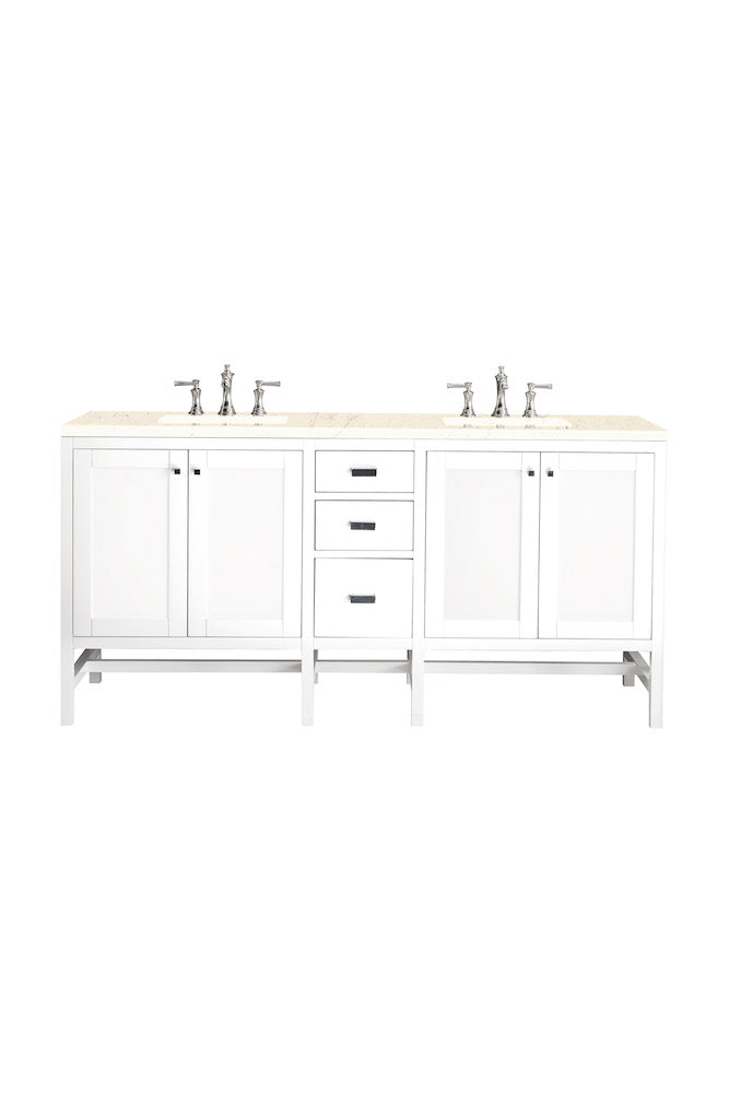 72" Addison Double Sink Bathroom Vanity, Glossy White