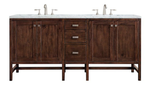 72" Addison Double Sink Bathroom Vanity, Mid Century Acacia
