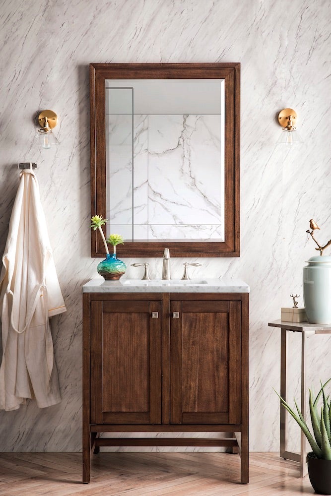 30" Addison Mirror, Mid Century Acacia
