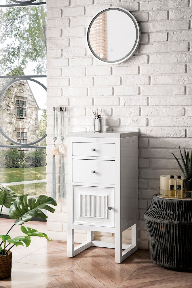 15" Athens Storage Cabinet w/ Drawers, Glossy White