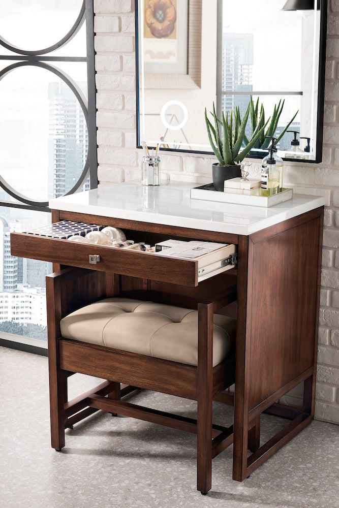 30" Athens Makeup Counter, Mid Century Acacia