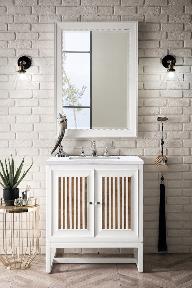 30" Athens Single Sink Bathroom Vanity, Glossy White