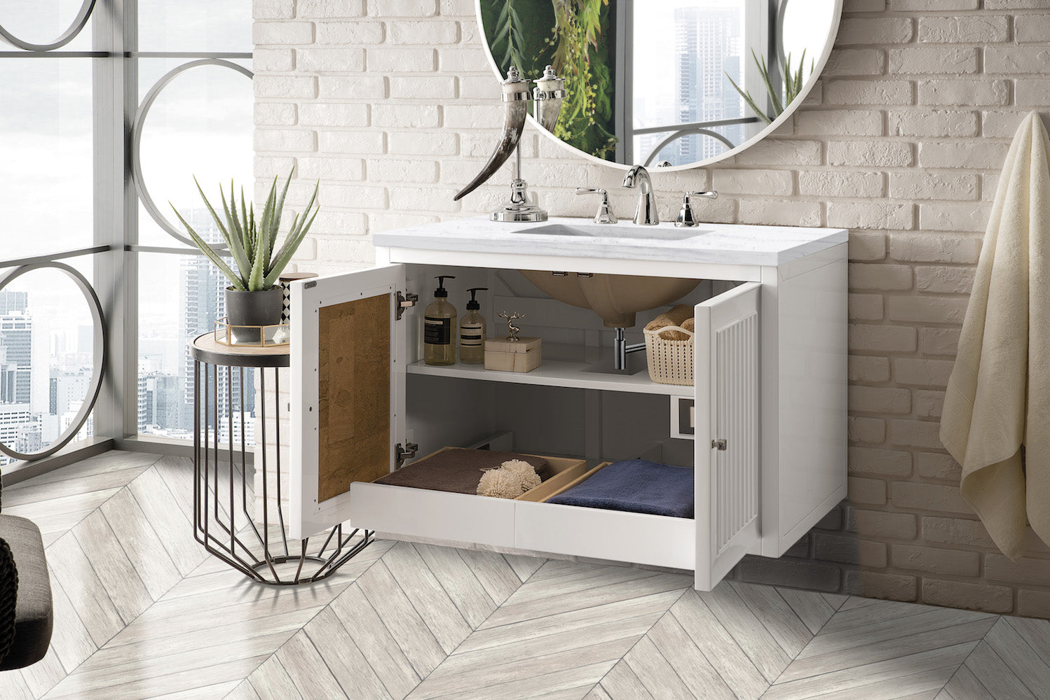 36" Athens Single Sink Bathroom Vanity, Glossy White