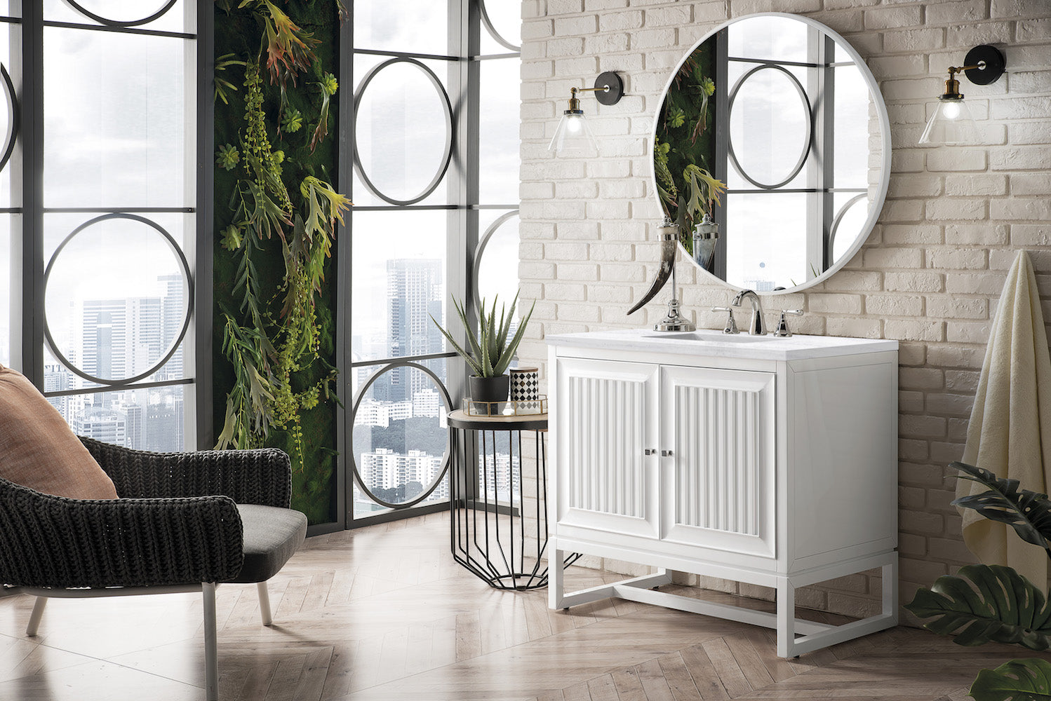 36" Athens Single Sink Bathroom Vanity, Glossy White