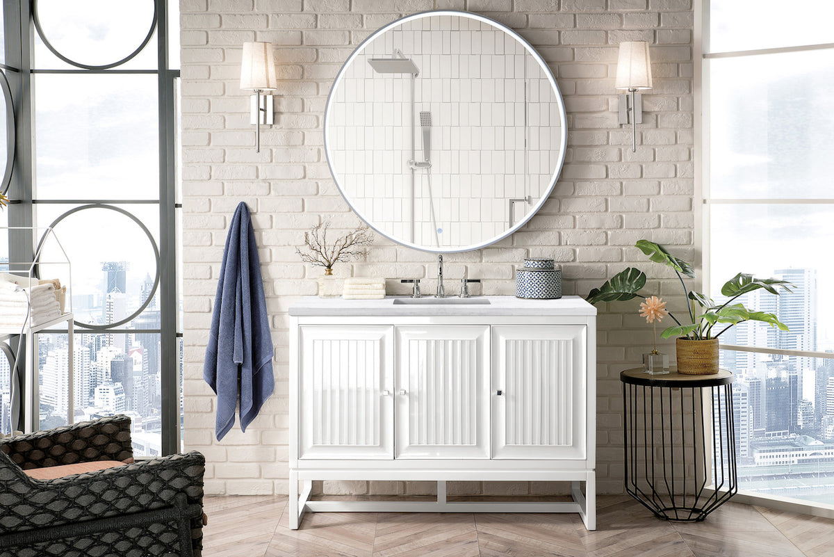 48" Athens Single Sink Bathroom Vanity, Glossy White