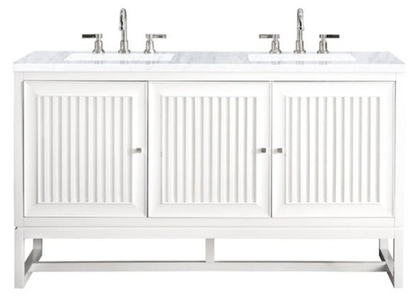 60" Athens Double Sink Bathroom Vanity, Glossy White