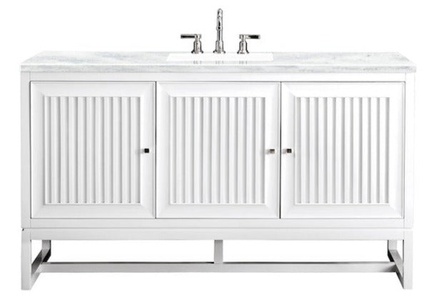 60" Athens Single Sink Bathroom Vanity, Glossy White