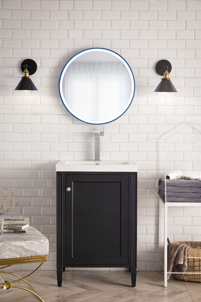 24" Britannia Single Bathroom Vanity, Black Onyx w/ Countertop