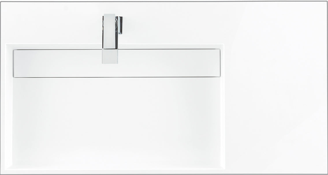 36" Columbia Single Wall Mount Vanity Cabinet, Glossy White, Radiant Gold