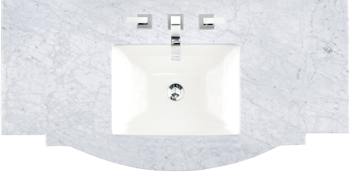 46" 3CM Carrara White Marble Bow Front w/ Sink