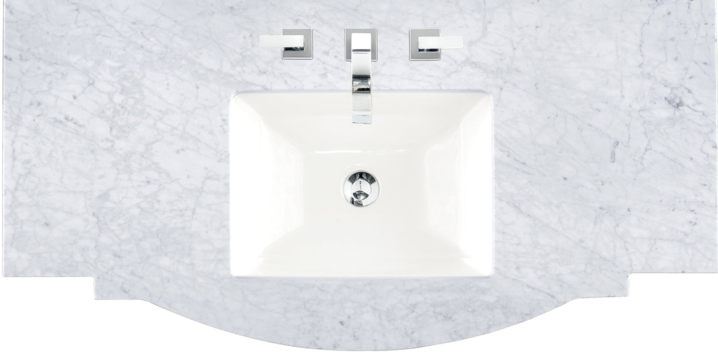 46" 3CM Carrara White Marble Bow Front w/ Sink