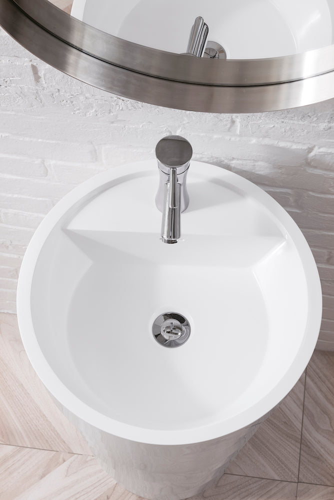 17.5" Quebec Pedestal Single Sink, Bright White