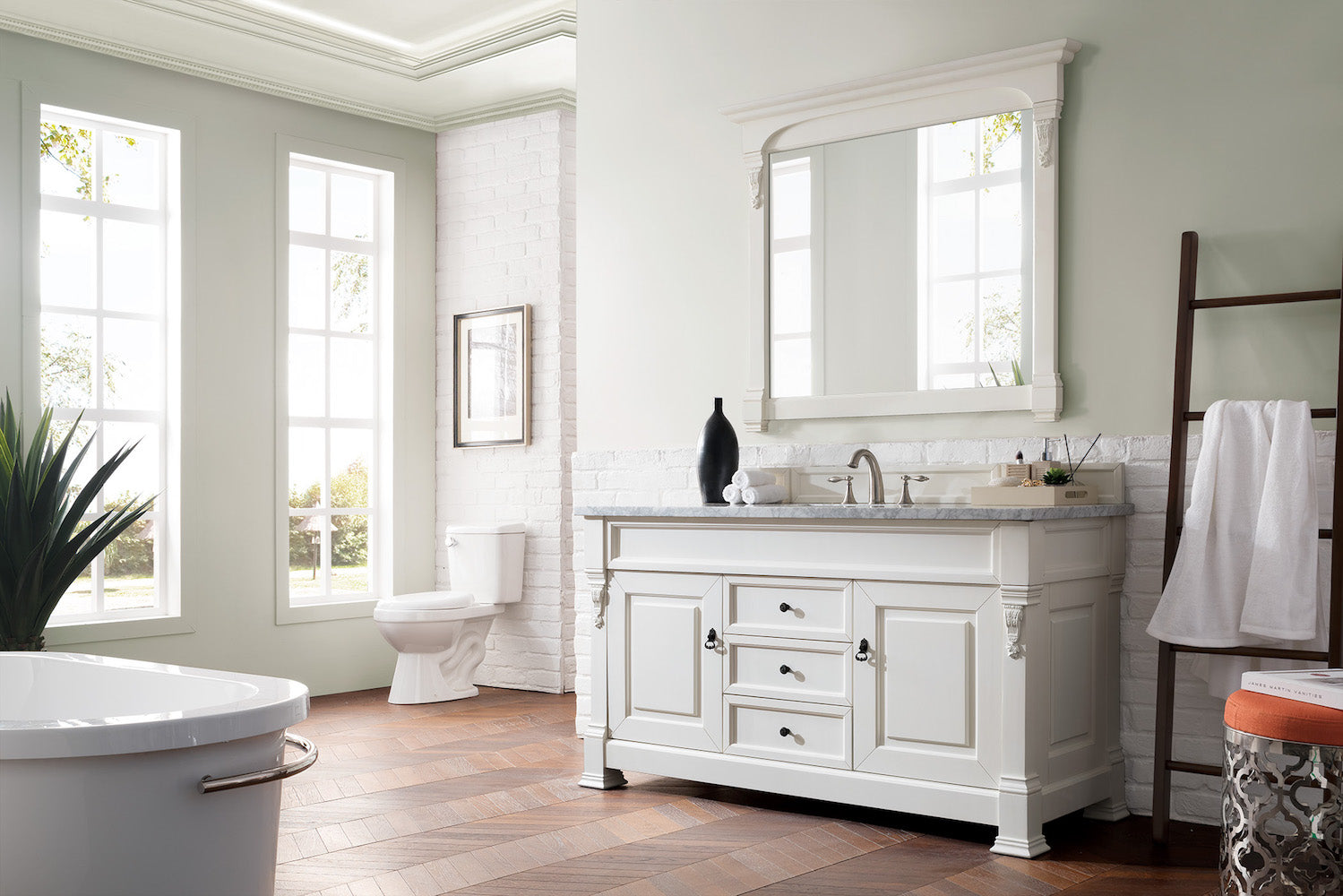 60" Brookfield Single Vanity Bathroom Vanity, Bright White