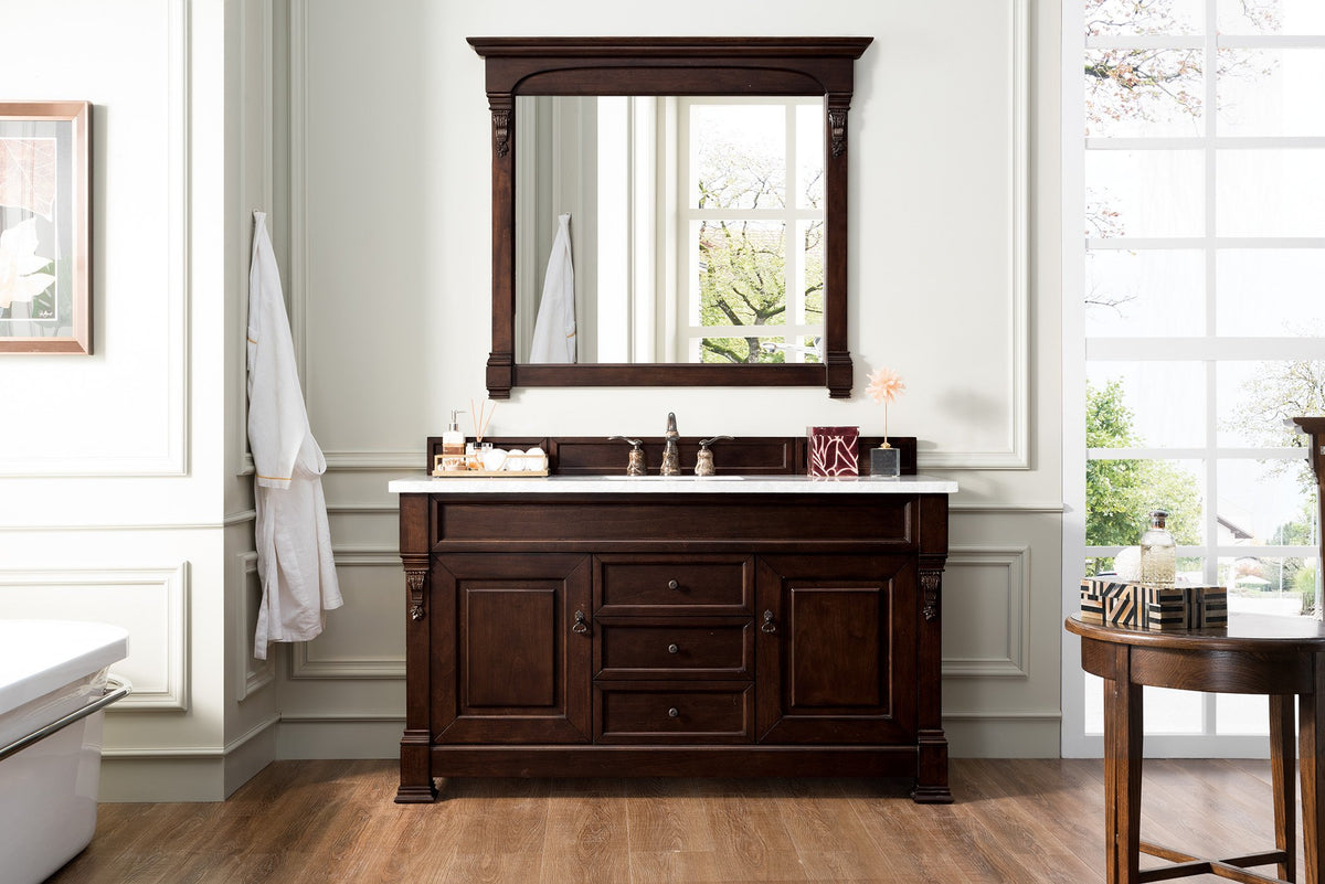 60" Brookfield Burnished Mahogany Single Bathroom Vanity, James Martin Vanities - vanitiesdepot.com