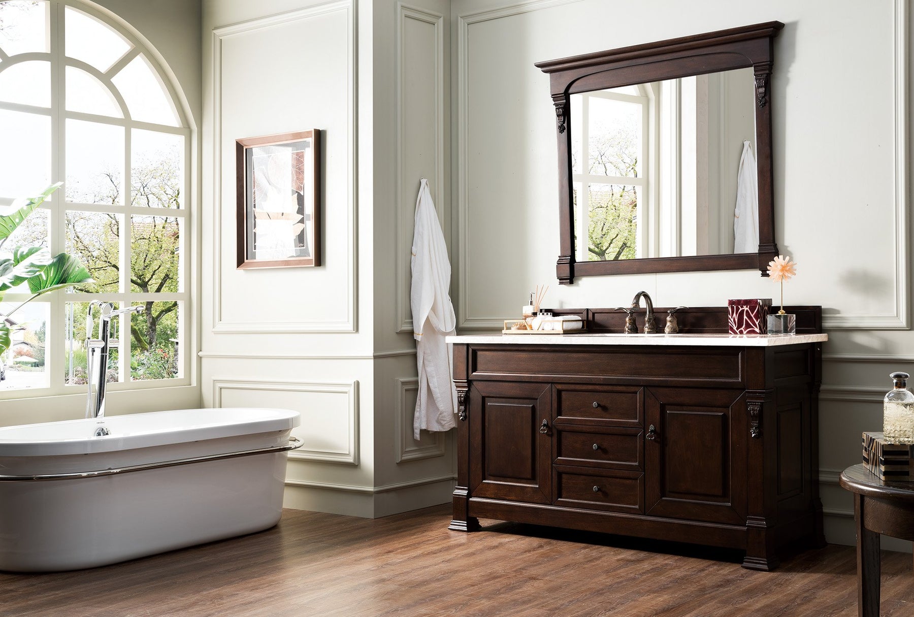 60" Brookfield Burnished Mahogany Single Bathroom Vanity, James Martin Vanities - vanitiesdepot.com