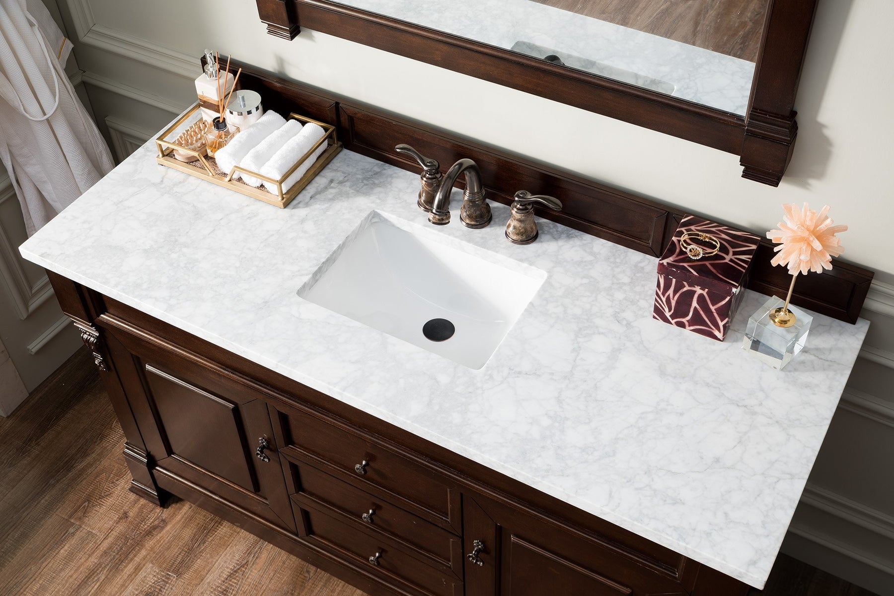 60" Brookfield Burnished Mahogany Single Bathroom Vanity, James Martin Vanities - vanitiesdepot.com