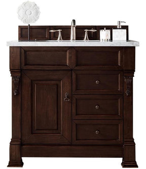 36" Brookfield Burnished Mahogany Single Bathroom Vanity w/Drawers, James Martin Vanities - vanitiesdepot.com