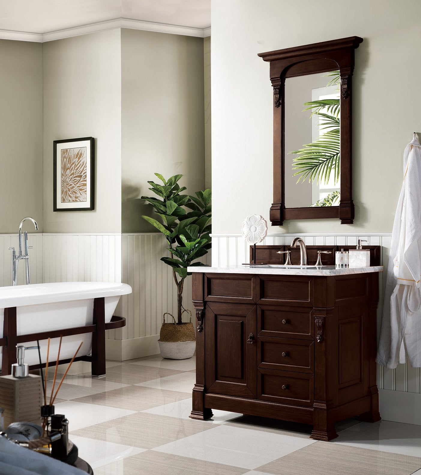 36" Brookfield Burnished Mahogany Single Bathroom Vanity w/Drawers, James Martin Vanities - vanitiesdepot.com