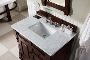 36" Brookfield Burnished Mahogany Single Bathroom Vanity w/Drawers, James Martin Vanities - vanitiesdepot.com