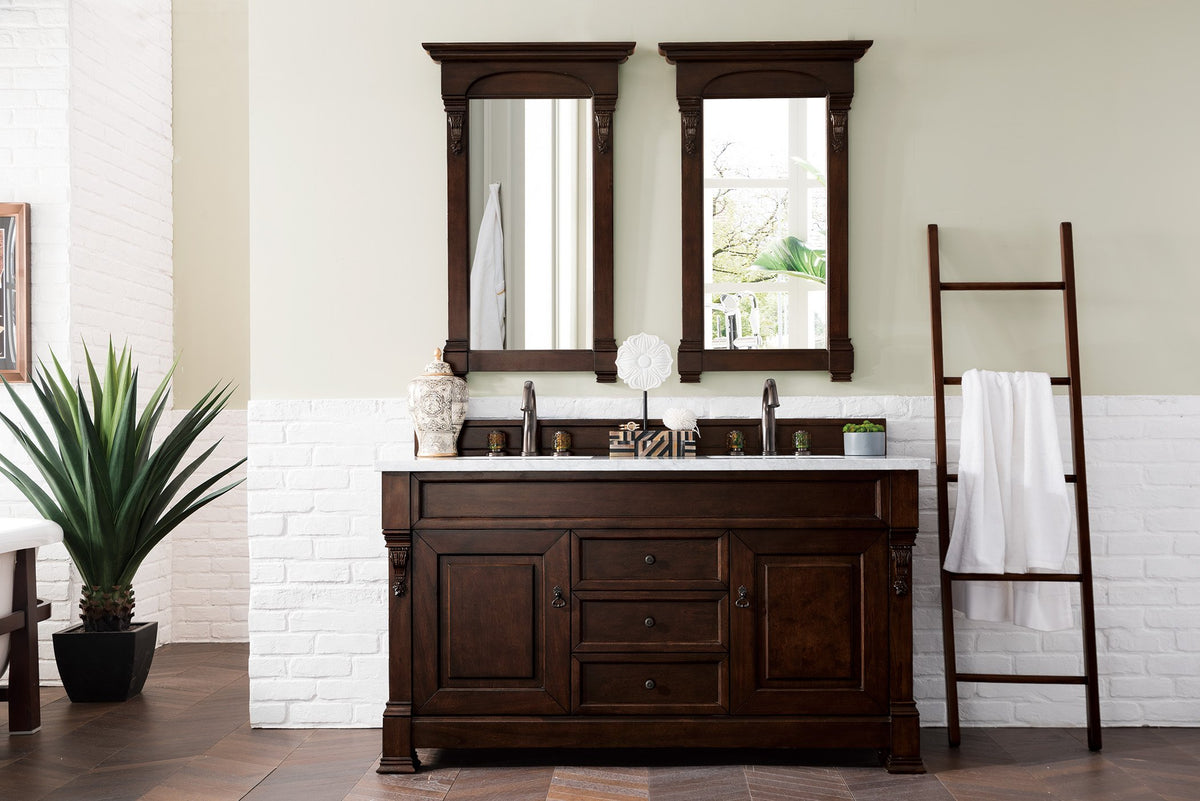 60" Brookfield Burnished Mahogany Double Vanity Bathroom Vanity, James Martin Vanities - vanitiesdepot.com