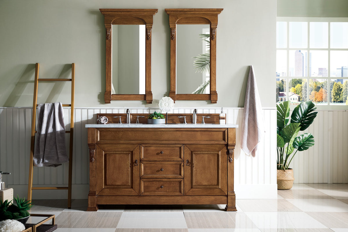 60" Brookfield Country Oak Double Bathroom Vanity, James Martin Vanities - vanitiesdepot.com
