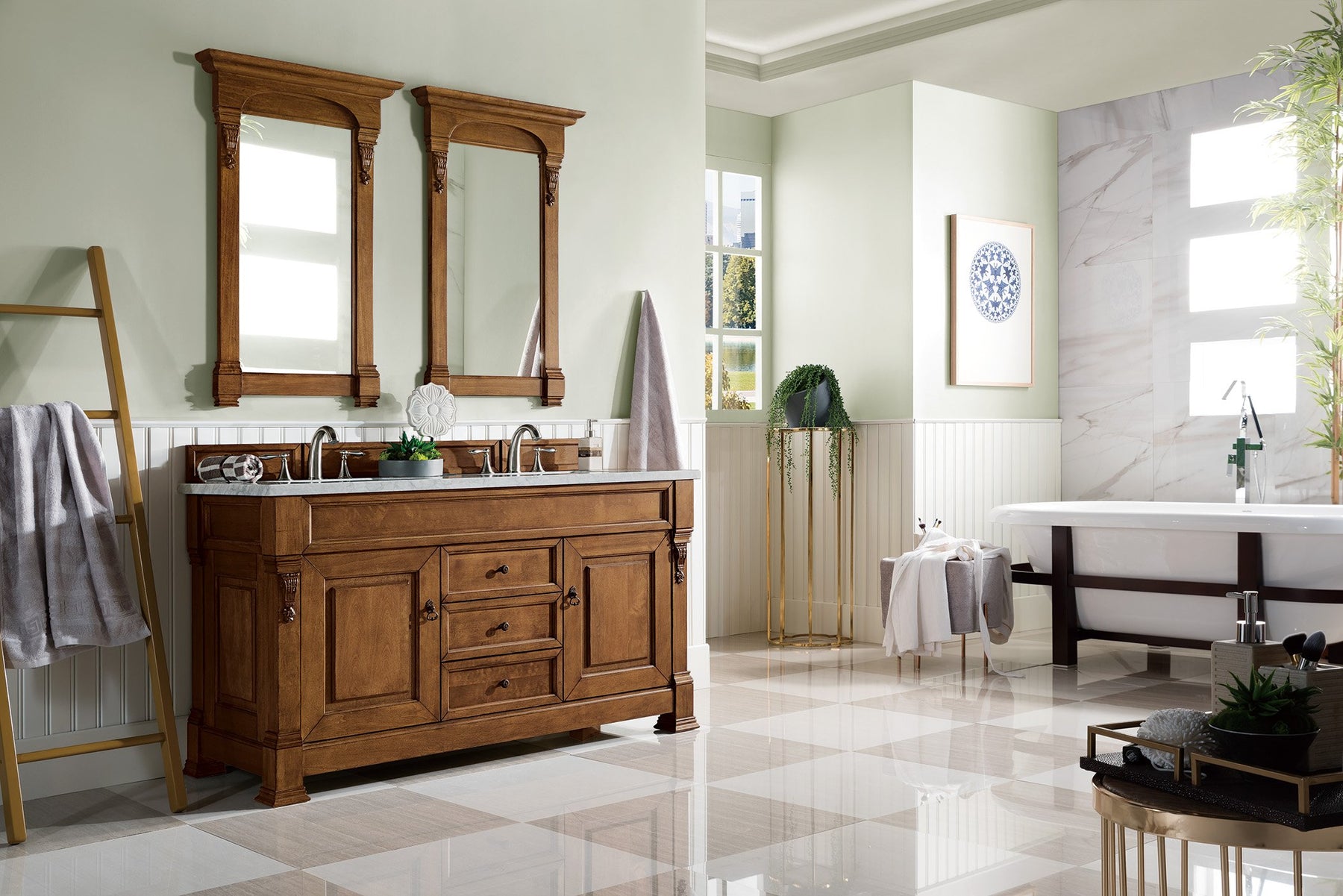 60" Brookfield Country Oak Double Bathroom Vanity, James Martin Vanities - vanitiesdepot.com