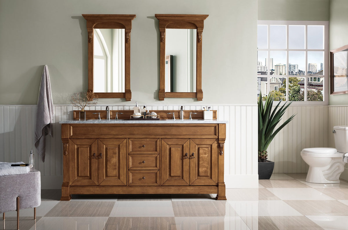 72" Brookfield Country Oak Double Bathroom Vanity, James Martin Vanities - vanitiesdepot.com