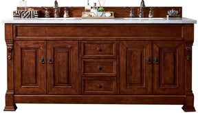 72" Brookfield Warm Cherry Double Bathroom Vanity, James Martin Vanities - vanitiesdepot.com