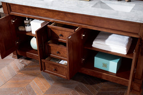 72" Brookfield Warm Cherry Double Bathroom Vanity, James Martin Vanities - vanitiesdepot.com