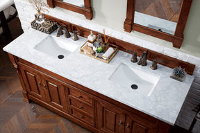 72" Brookfield Warm Cherry Double Bathroom Vanity, James Martin Vanities - vanitiesdepot.com