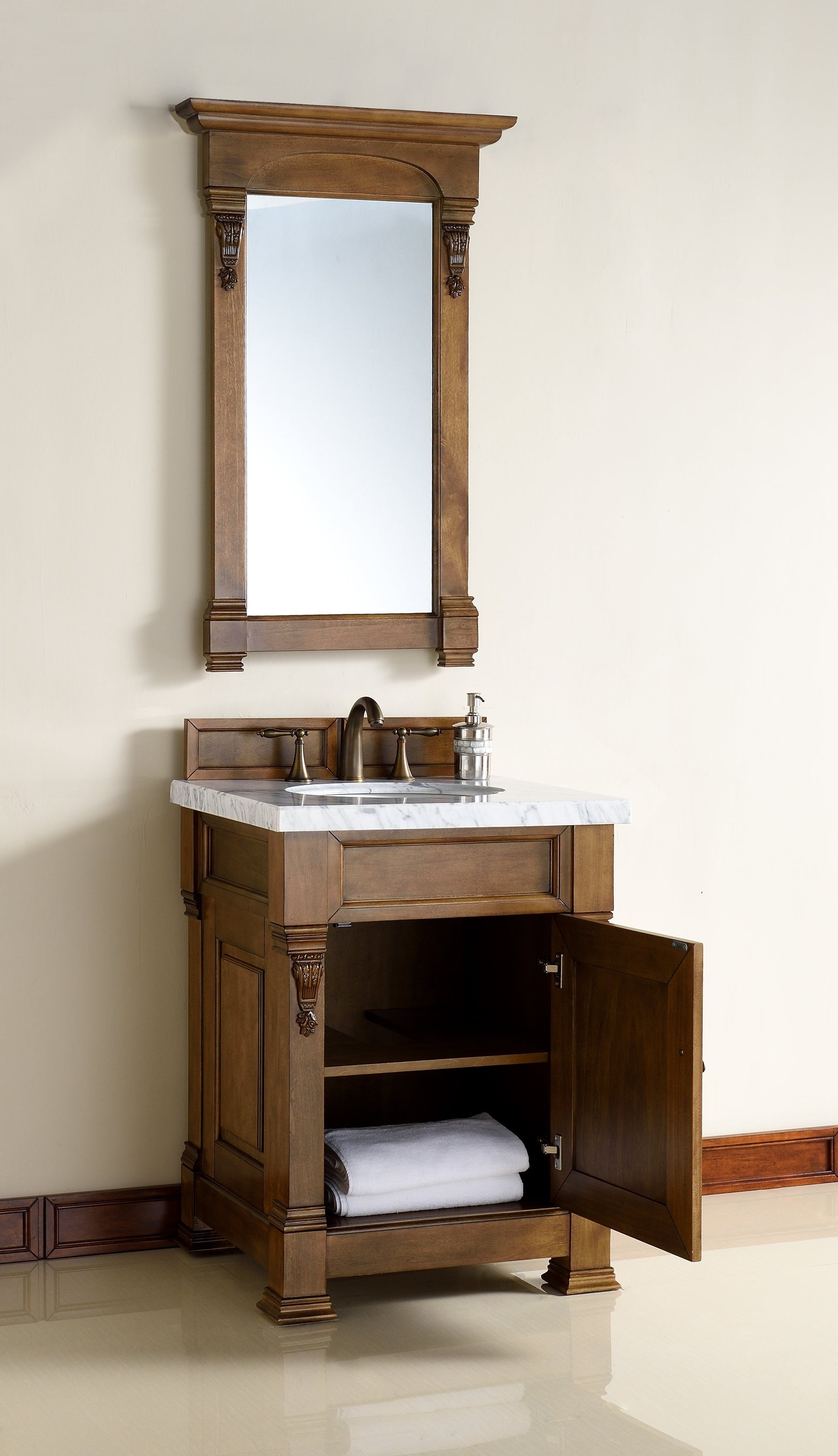 26" Brookfield Country Oak Single Bathroom Vanity, James Martin Vanities - vanitiesdepot.com