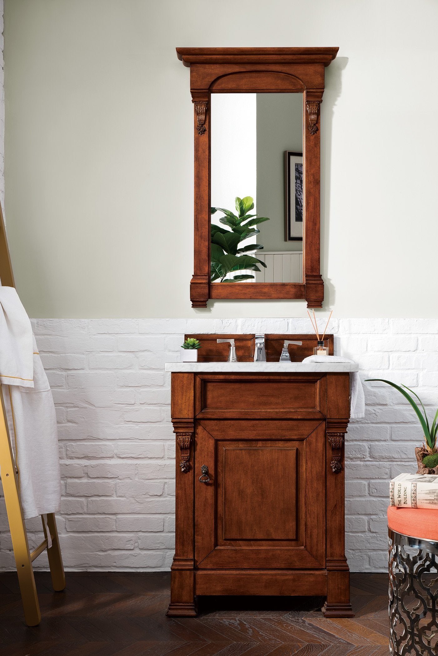 26" Brookfield Warm Cherry Single Bathroom Vanity, James Martin Vanities - vanitiesdepot.com